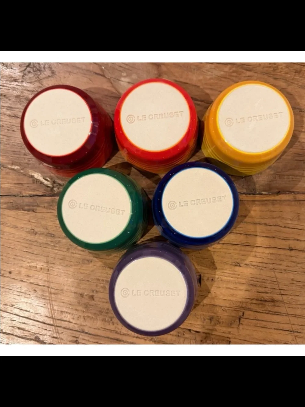 Le Creuset Stoneware Rainbow Multicolor Set of 6 3.5oz Mini Ramekins NEW NIB